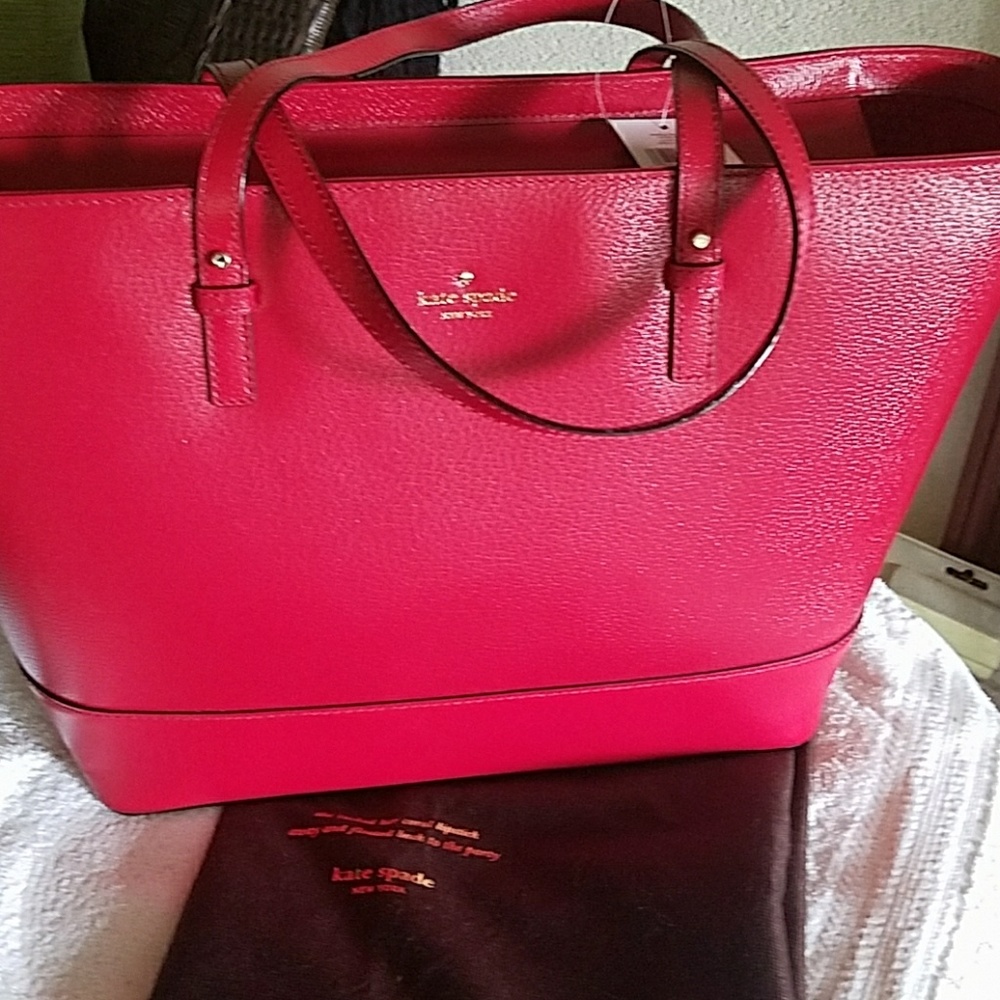 NWT Kate Spade Grand Street red leather tote.